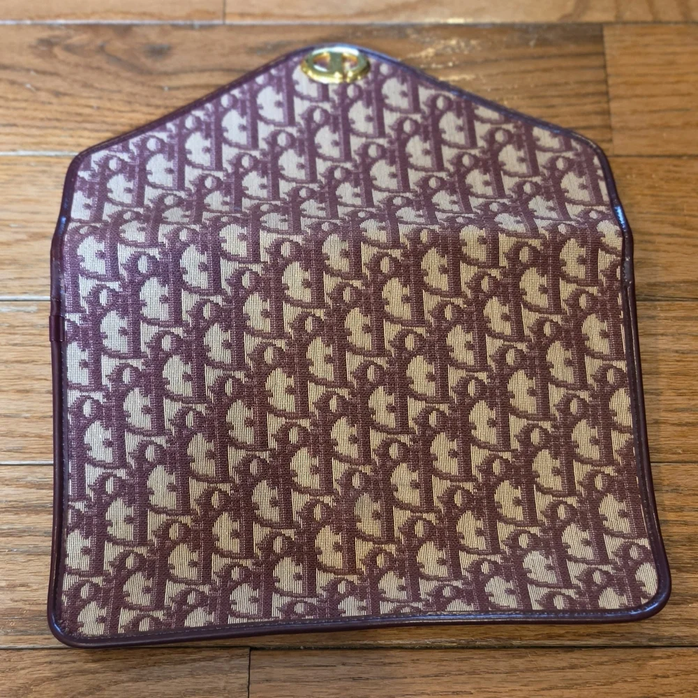 Dior Burgundy Leather Logo Envelope Clutch - Picture 4 of 4